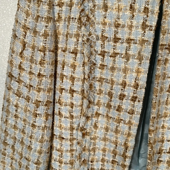Brighton Paris Blue & Tan Tweed Boucle Blazer Hook Eye Closure Size 44(European) - Picture 2 of 8